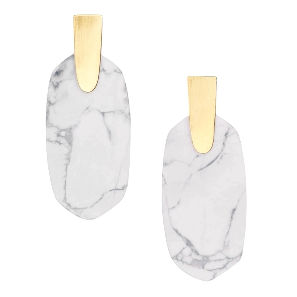 Kendra Scott • Aragon Earrings • White Howlite • Gold Tone